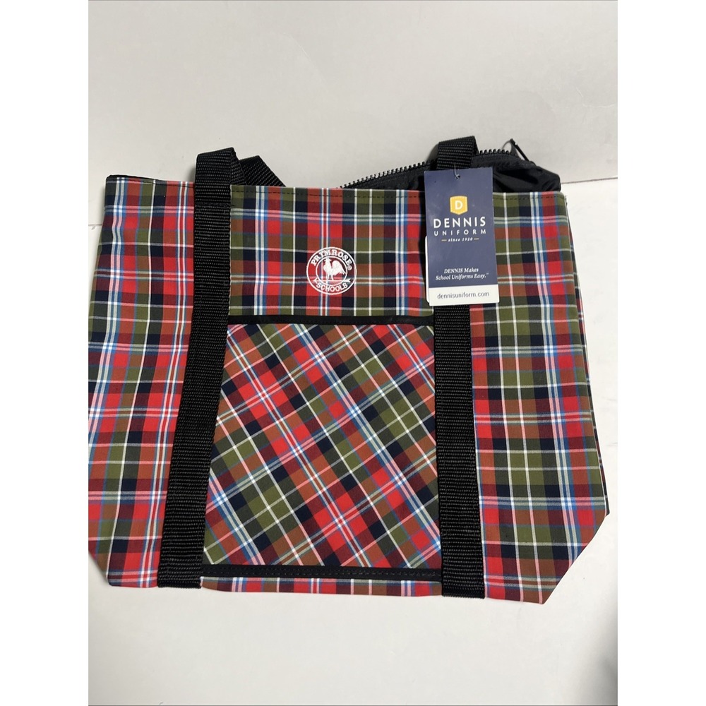 DENNIS UNIFORMS Large‎ Primrose Schools Plaid Tote Bag-Lunch Bag 13" x 12"